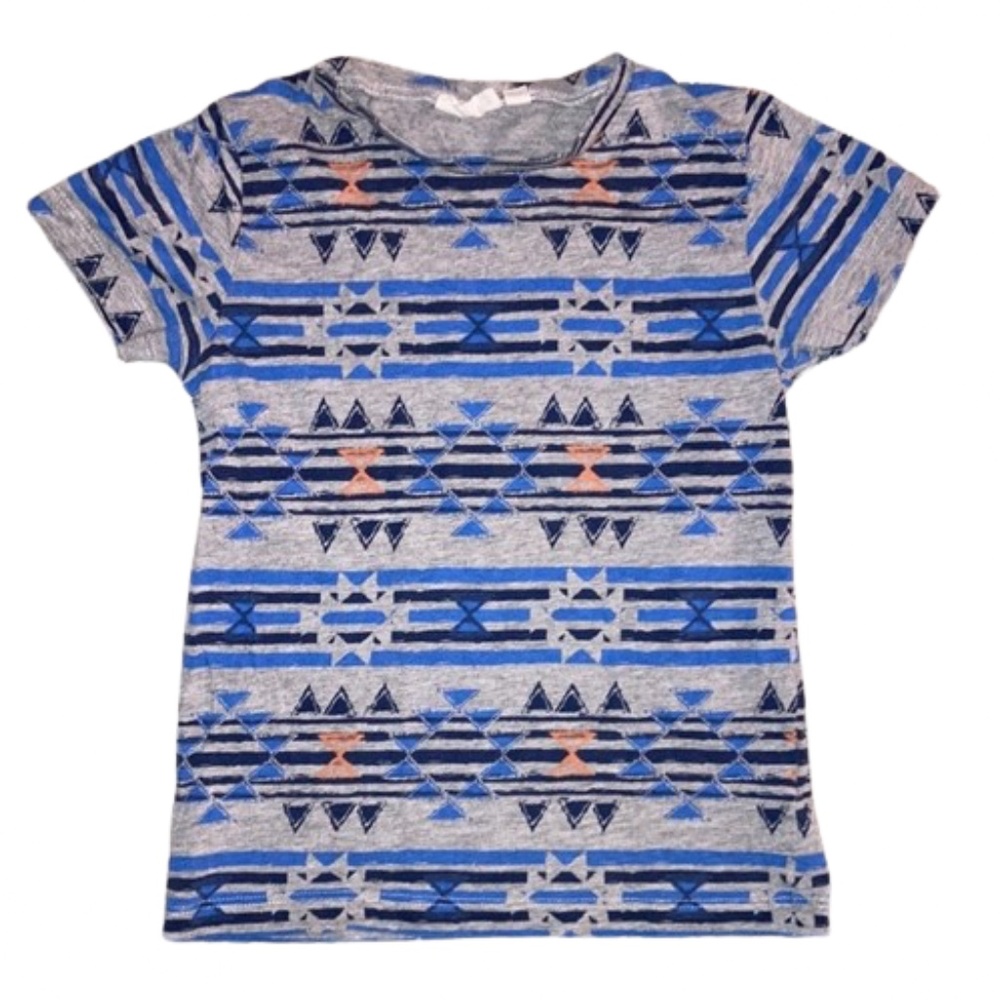 Kappahl t shirt blue gray Aztec short sleeve kids crewneck KAPPA